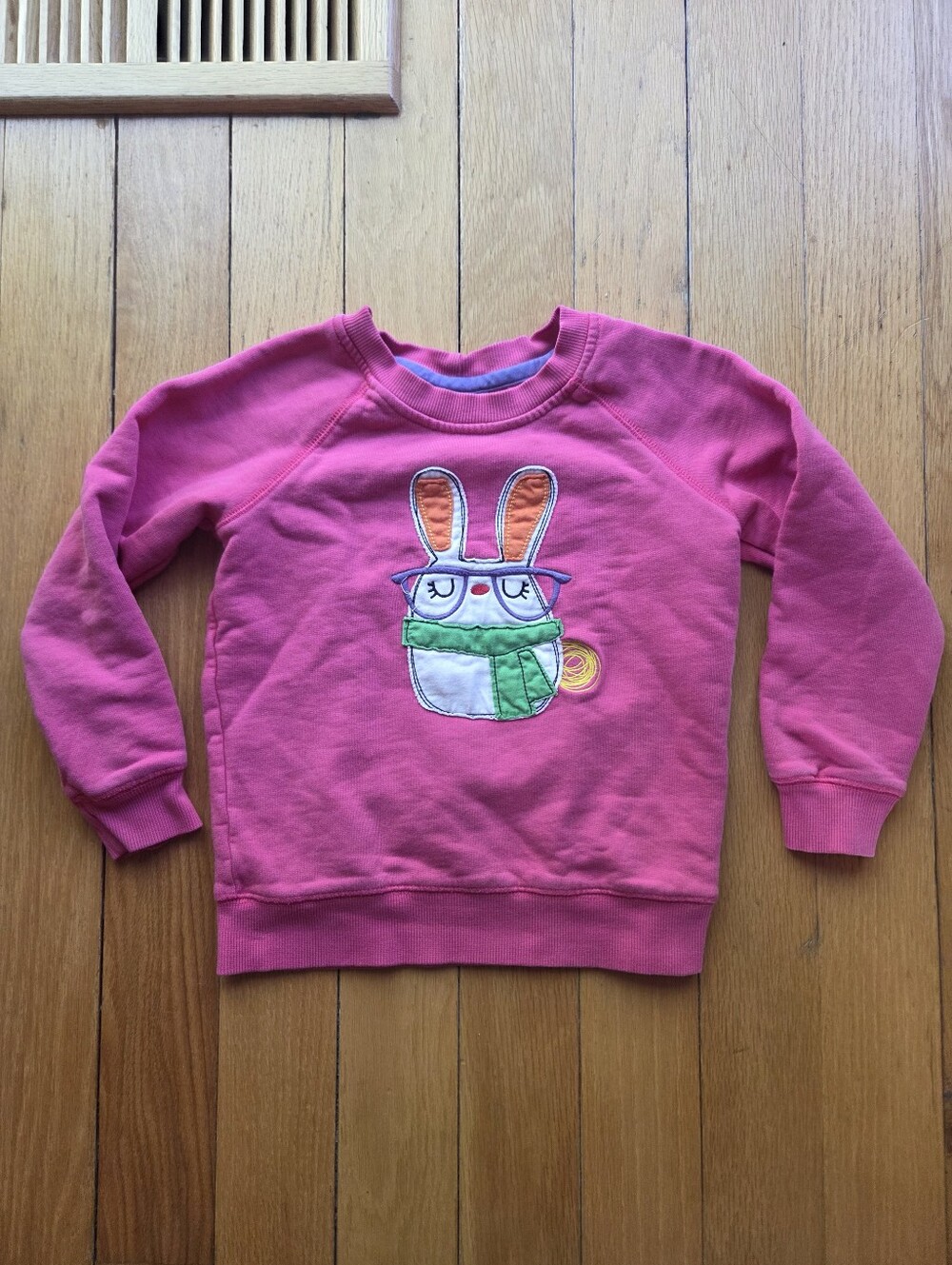 Hanna Andersson Bright Pink Bunny‎ Applique Sweatshirt Size 5